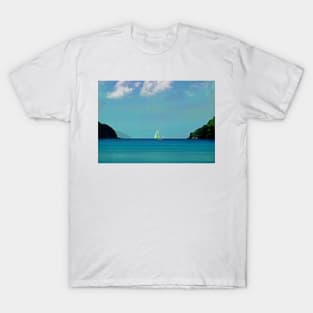 Sailboat Near Horizon, Virgin Islands T-Shirt